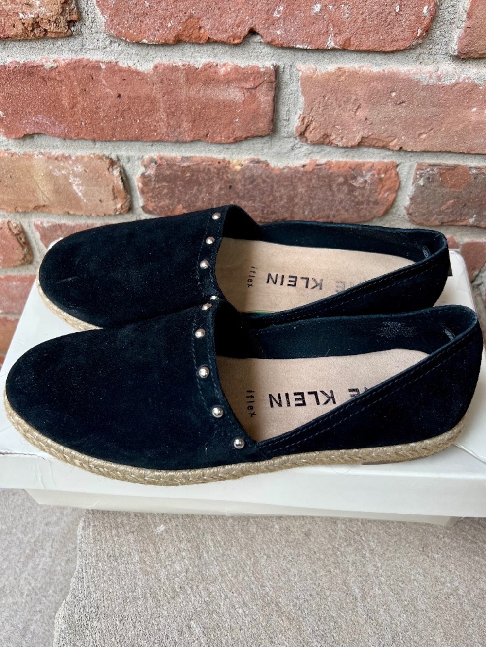 Anne Klein Black Suede Espadrilles Size 8.5 Medium